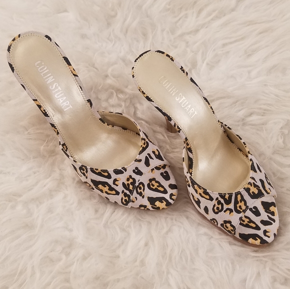 COLIN STUART for VS LEATHER ANIMAL PRINT HEELS - Picture 1 of 16